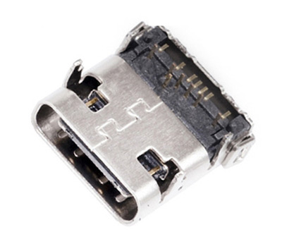usb2.0插头type-C母座14pin正反插固定脚四脚插板14P前插后贴板上