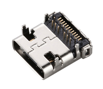 usb3.1连接器TYPE-C母座24Pin前插后贴5A快充卧式24P直插板上母座