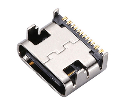 USB3.1插座type-c母座前插后贴16pin大电流5A快充板上短体L6.5