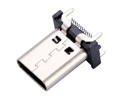 USB3.1连接器TYPE-C24P母座180度直立式四脚插直插立式贴片高13