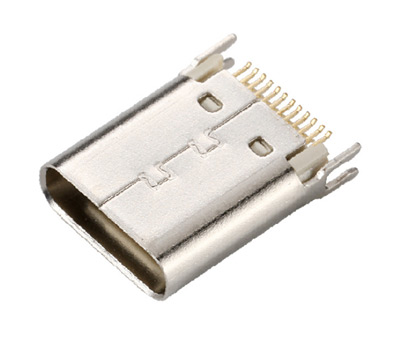 USB3.1连接器TYPE-C母座24P直立式夹板大电流快充体长10.4